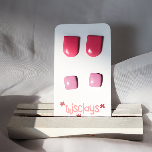 stud set: hot pink arches + baby pink rectangles