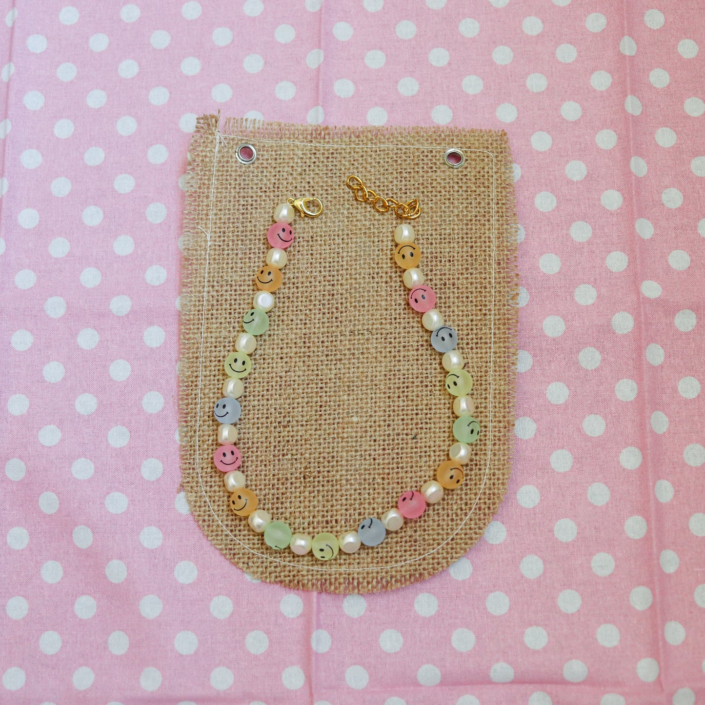 ARCHIVE Colorful Smiley Face and Pearl Necklace ♡
