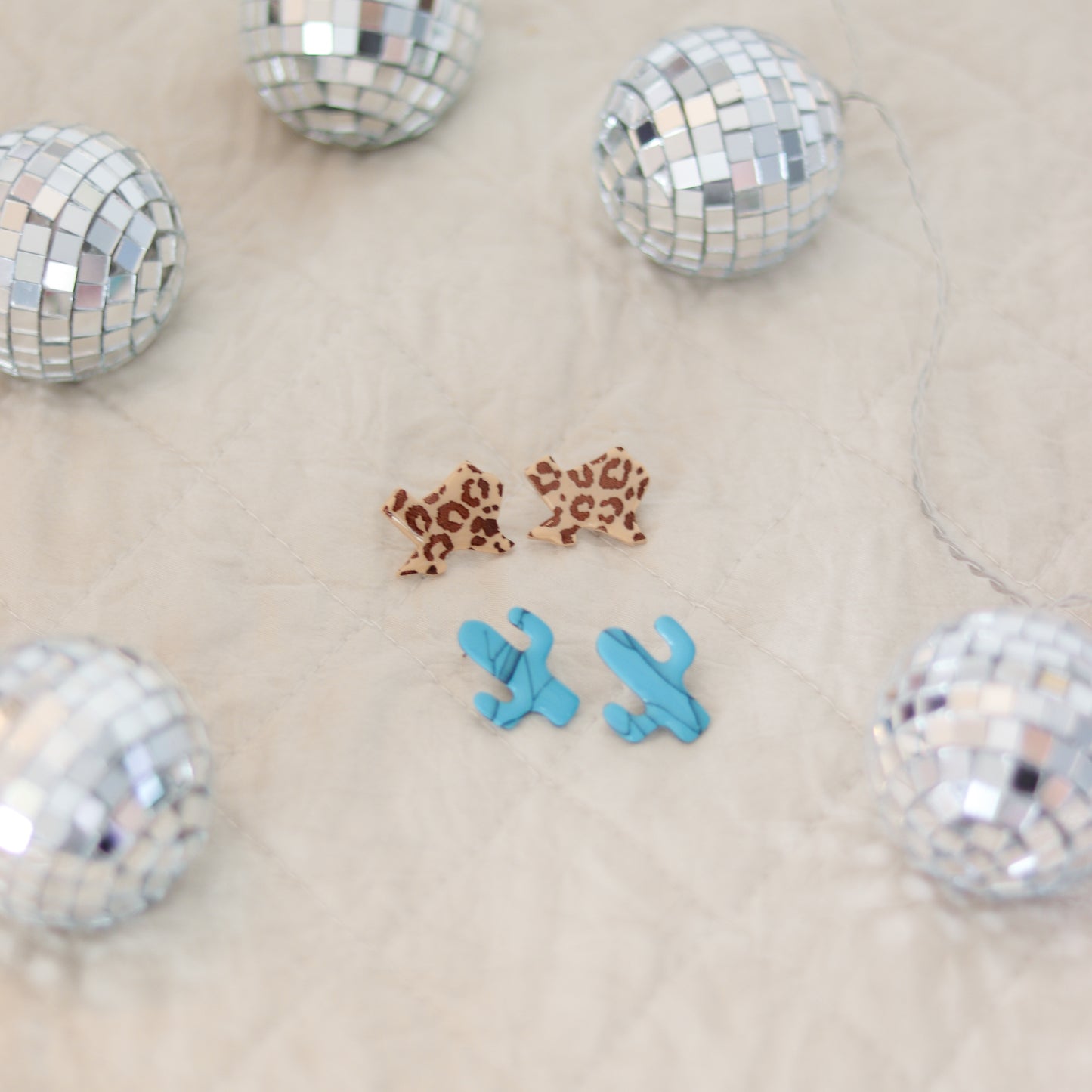 ARCHIVE Cheetah Texas and Turquoise Mini Cactus Studs ♡